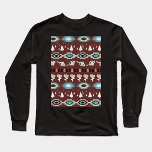 Winter pattern with cats and flowers Long Sleeve T-Shirt